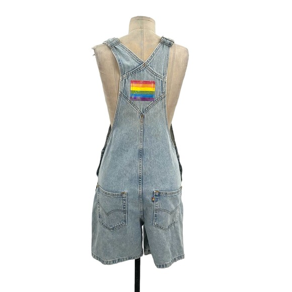 NWT Levi's Pride Liberation Shortalls Light Wash Denim Overalls Size XS - Picture 7 of 9